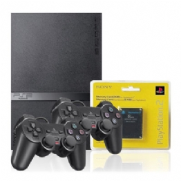 PlayStation 2 Slim Desbloqueado, 2 Controles DualShock Original, 1 Memory Card, 10 Jogos Grátis - xxxxx