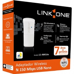Adaptador Wireless Nano USB 150Mbps L1AW1UN - Link One - 22013