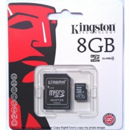 CARTAO DE MEMORIA KINGSTON SDC4/8GB MICRO + 1 ADAPTADOR SDC4/8GB - 22709