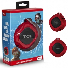 Caixa Bluetooth TCL BS05 IPX7, Vermelha, À prova d'água, Viva voz, Recarregável, Autonomia de até 8hs - 26194