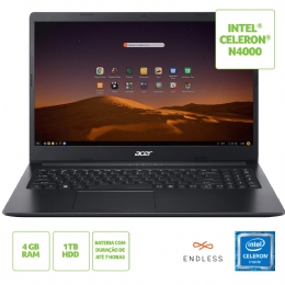 Notebook Acer Aspire 3 A315-34-C6ZS Intel Celeron N4000 4GB RAM 1TB HD 15.6' - 26804X