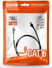 CABO REDE CAT.6 5 METROS PATCH CORD PRETO - PLUSCABLE - 25789