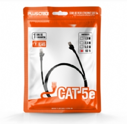CABO DE REDE CAT5E 10 Metros PATCH CORD - PLUSCABLE PC-ETHU100BK - 26530