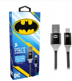 CABO USB-A PARA MICRO USB 1,5M 5+ BATMAN - 29148