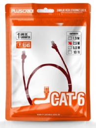 CABO DE REDE PATCH CORD CAT6 2,5 METROS VERMELHO - PC-ETH6U25RD - 29488