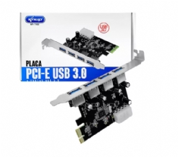 PLACA PCI-E USB 3.0 4 PORTAS TRANSFERENCIA DE DADOS - 29539
