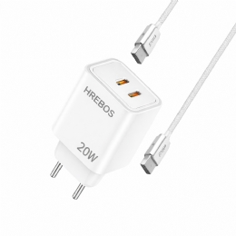 Carregador Turbo 20W Hrebos Axion Charge – Kit USB-C para USB-C (CRG-263CC) - 31534