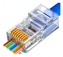 Conector RJ45 FC Fontes Macho 8x8 Cat.6 Crimp de Passagem Vazado - 30768