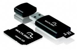 CARTAO DE MEMORIA Pen drive 3 em 1 - Micro SD 8GB + Cartao SD + Leitor Pen drive MC058 Multilaser - 21222