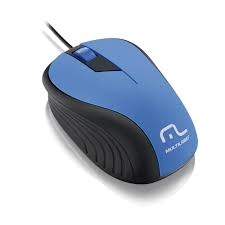 Mouse Multilaser Emborrachado Azul e Preto com Fio USB - MO226 - 24570