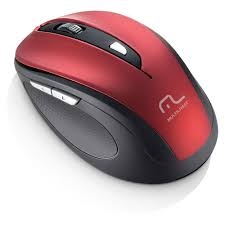 Mouse Sem Fio Multilaser 2.4 Ghz Comfort 6 Botoes Vermelho Metalizado e Preto Usb - MO239 - 24572