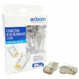 Conector RJ45 Exbom Macho 8x8 Cat.6 Blindado - 30465