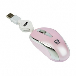 MOUSE USB MINI RETRATIL ROSA/PRATA - 25359
