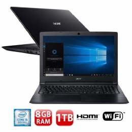 Notebook Acer Core i5-8250U 8GB 1TB Tela 15.6” Windows 10 Aspire - 25497