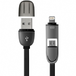 CABO USB CELULAR ANDROID/IPHONE 2 EM 1 PRETO - 23974