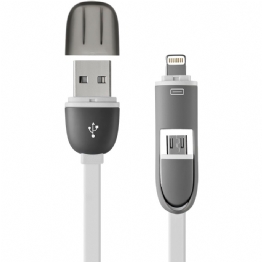CABO USB CELULAR ANDROID/IPHONE 2 EM 1 BRANCO - 23976