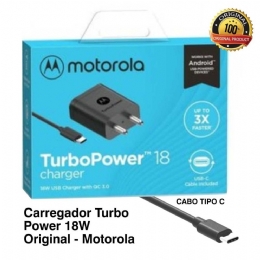 CARREGADOR MOTOROLA TURBO POWER 18W TIPE C - 26028