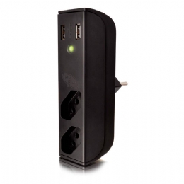 CARREGADOR USB C/FILTRO DE LINHA PRETO - 25081