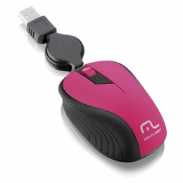 MOUSE USB  RETRATIL EMBORRACHADO - ROSA - 25578