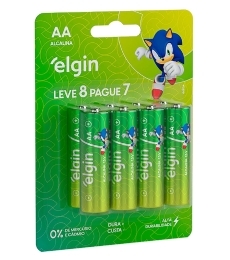 PILHA ALCALINA ELGIN LR6 AA COM 8 PILHAS - 28038
