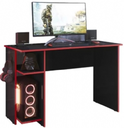 MESA GAMER ESCRAVININHA, 2 PRATELEIRAS PRETO FOSCO/VERMELHO - 3875  - <font color="#808080"><FONT SIZE=-2>Este produto é vendido por Marvel e entregue por Marvel</FONT></font> -  -  - 29381x