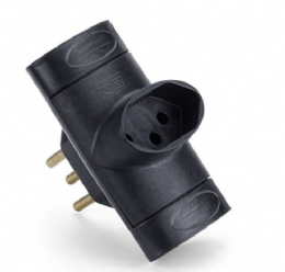 ADAPTADOR TOMADA T (3 SAIDAS, 3 PINOS) - PRETO FORCELINE - 29848