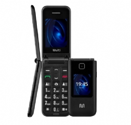 Celular Multilaser Flip Vita Duo Dual Chip com duas telas + Botão SOS + Rádio FM + MP3 + Bluetooth + Câmera Preto - P9145 - 29930