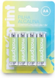 Pilha Alcalina Maxprint AA 1.5V – Blister com 4 Unidades - 31549