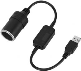 Cabo Conversor USB 5V para Tomada 12V (Acendedor de Cigarro Fêmea) – 35cm - 31546