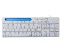 Teclado Multimídia Office USB Branco com Apoio para Smartphone - TC263 - 27532