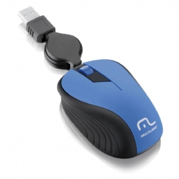 MOUSE USB RETRATIL EMBORRACHADO - AZUL - 25580
