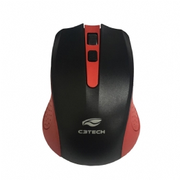 MOUSE SEM FIO C3-TECH M-W20RD PRETO/VERMELHO - 24047