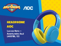 FONE DE OUVIDO Infantil AOC Luccas Neto - Aventureiro, Bluetooth - LN001BL/00 Azul  - <font color="#808080"><FONT SIZE=-2>Este produto é vendido por Marvel e entregue por Marvel</FONT></font> -  -  - 30148X