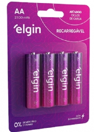 PILHA ELGIN RECARREGAVEL AA COM 4 PILHA 2500MAH  - <font color="#808080"><FONT SIZE=-2>Este produto é vendido por Marvel e entregue por Marvel</FONT></font> -  -  - 26627x