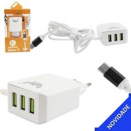 Carregador TYPE-C Com 3 Portas USB 5.1A 1.2 Metros De Tomada LED Altomex AL-C3008-TY AL-C3008-TY ALTOMEX - 26378