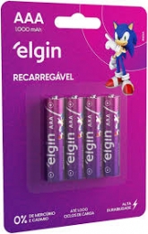 Pilha Recarregável AAA Palito - 1.000Mah Blister com 4 Unidades - 31340