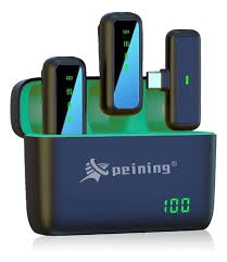 Microfone de Lapela Sem Fio Peining PEI-MKF01 - Display Digital e Conector USB-C - 30515
