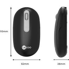 MOUSE S/FIO RECARREGAVEL WS207 PRETO LECOO - 30603