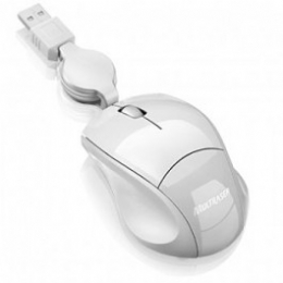 MOUSE P/ NOTEBOOK ÓPTICO USB CABO RETRÁTIL - BRANCO - 19497