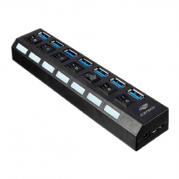HUB USB 3.0 7 PORTAS C/CHAVE HU-S370BK C3T - 26924