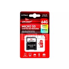Cartão de Memória Micro SD 64GB com Adaptador SD – Grasep - 31911