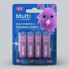 Pilha Alcalina AA Multi (Multilaser) – Blister com 4 Unidades (Ref. PA001) - 31811