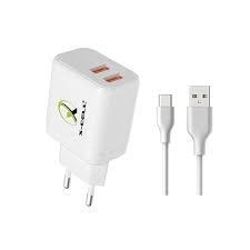 Carregador Turbo 25w 2 Saídas USB + Cabo Tipo C X-Cell Branco - 31876