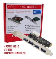 Placa de Expansão PCI Express para 4 Portas USB 3.0 F3 (JC-PCI-3.0) - 31890