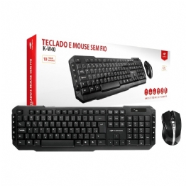 Teclado e Mouse C3 Tech Sem fio Teclas Multimídia USB Preto - K-W40BK - 24518