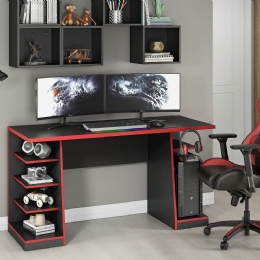 Mesa para Computador / Gamer XP 135x60cm NT2020 com 6 Nichos e Gancho para HeadSet - VERMELHO  - <font color="#808080"><FONT SIZE=-2>Este produto é vendido por Marvel e entregue por Marvel</FONT></font> -  -  - 26438X