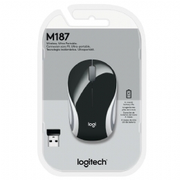 MOUSE LOGITECH SEM FIO MINI PRETO/BRANCO M187 - 23584