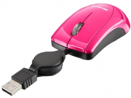 MOUSE USB OPTICO MINI RETRATIL ROSA - 22047