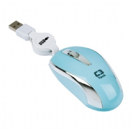 MOUSE USB MINI RETRATIL AZUL/PRATA - 25358