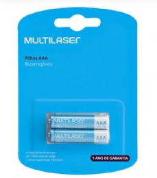 PILHA MULTILASER RECARREGAVEL AAA COM 2 PILHA  - <font color="#808080"><FONT SIZE=-2>Este produto é vendido por Marvel e entregue por Marvel</FONT></font> -  -  - 21594x